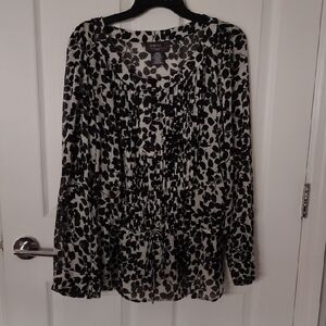 George Black and White Floral Blouse